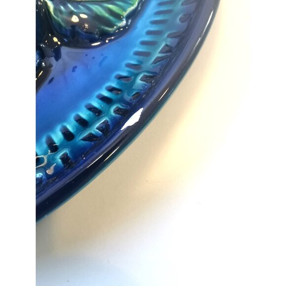 Ceramic raised fruit hanging plate Inarco blue Vintage - Picture 6 of 10